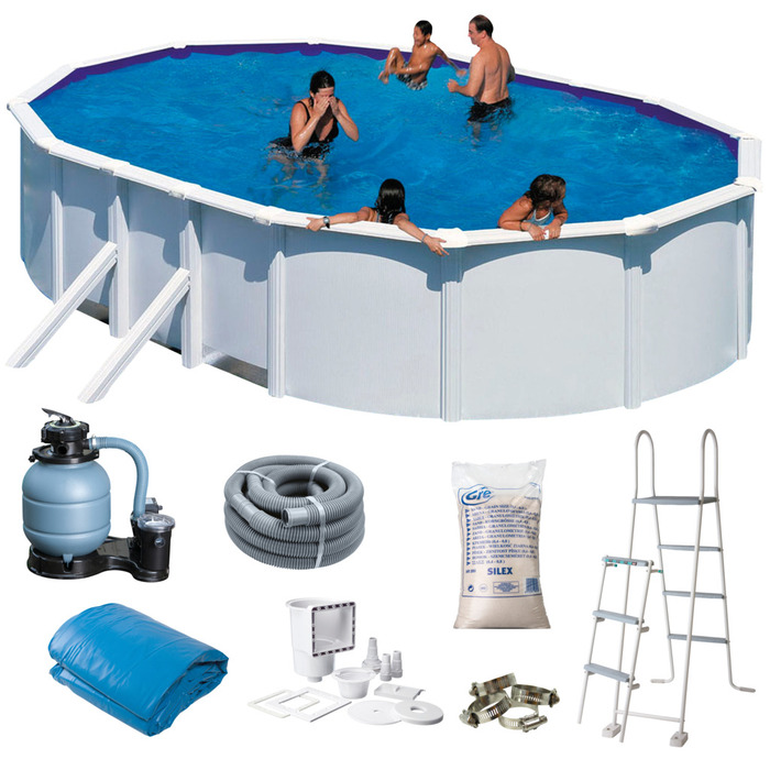 Gre poolpakke oval 14550 liter hvid - Swim & Fun